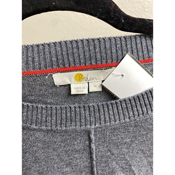 BodenโWool/Cotton Blend Gray Red Stripe Sweater, Size Medium - Picture 10 of 12